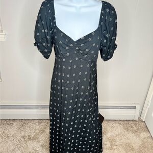 Modcloth Black Backless Dress with White Floral Design